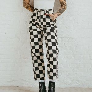 P&Co P and Co Checkerboard Fatigue Pants Black/White Size UK 8 NEW